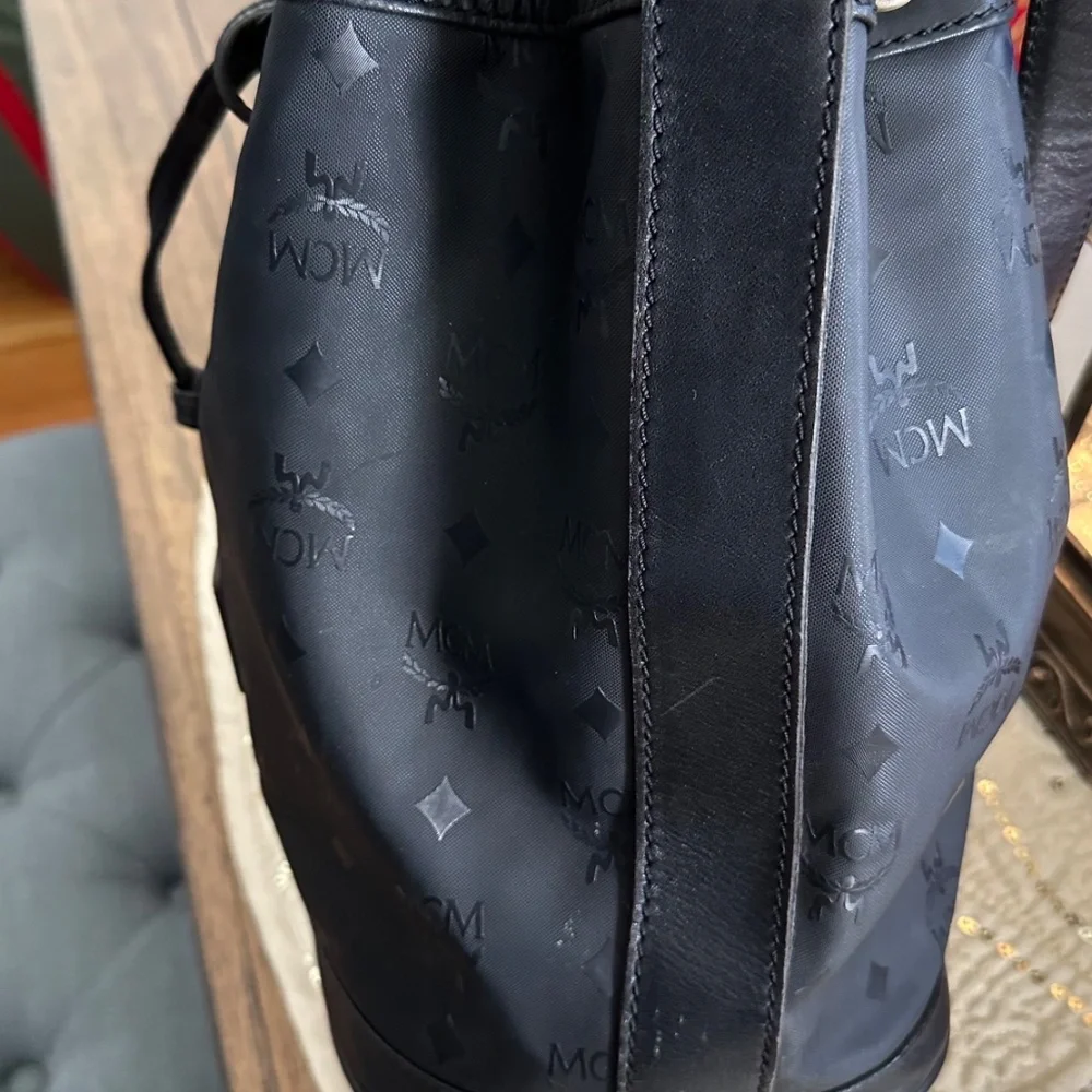Vintage MCM Black Canvas/Leather Bucket Bag - Picture 9 of 16